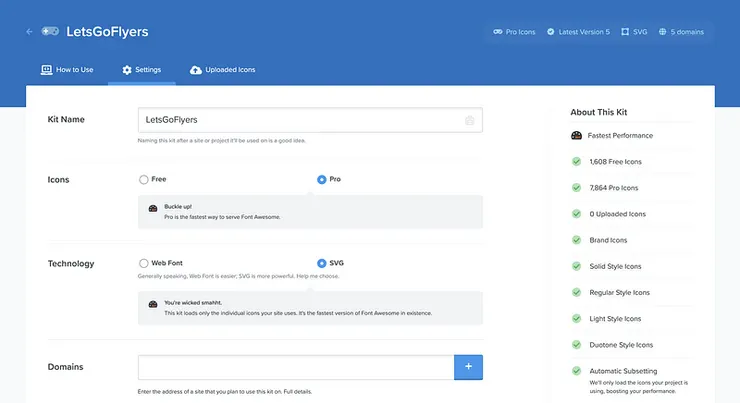 Font Awesome 6&nbsp;要先進到設定裡面