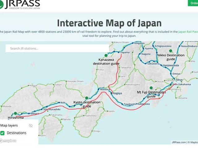 藍色是新幹線，綠色是慢線（不是子彈火車），紅色是我們在日本走過的路線。