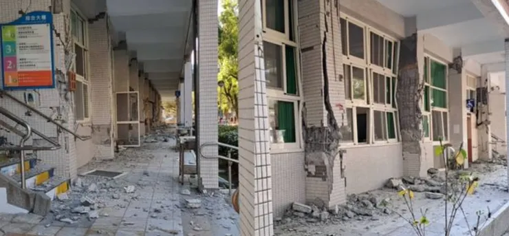 花蓮女中四處鋼筋外露