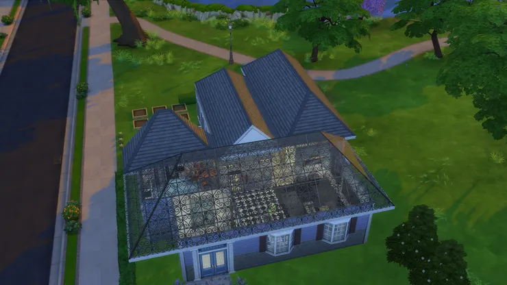 Sims 4 不像Sims3能自動畫出屋頂，看我畫得多醜。