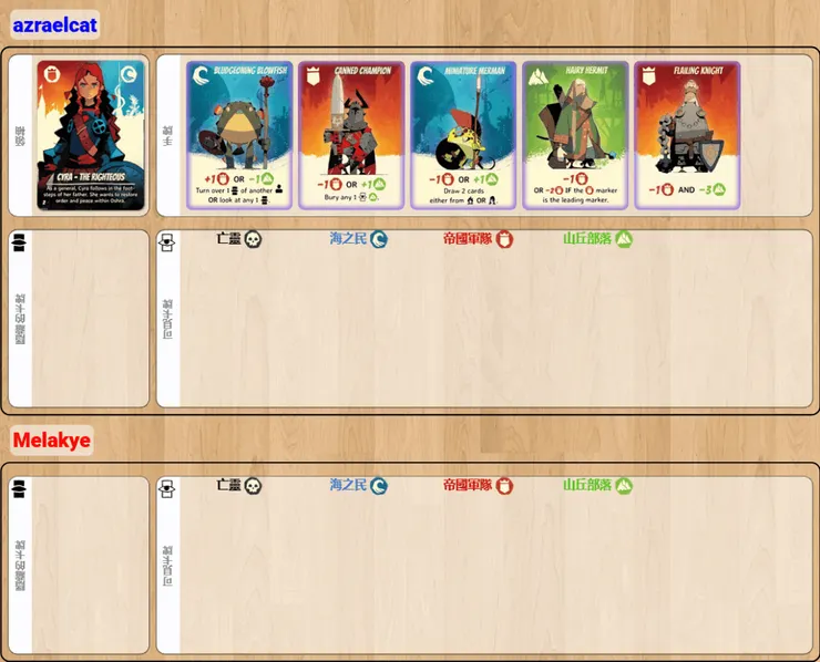 手牌與出牌狀況