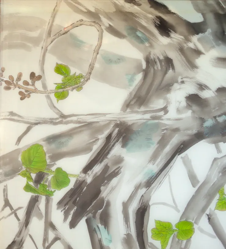  〈春律─向林玉山老師致敬／三月之晨〉局部－泡桐