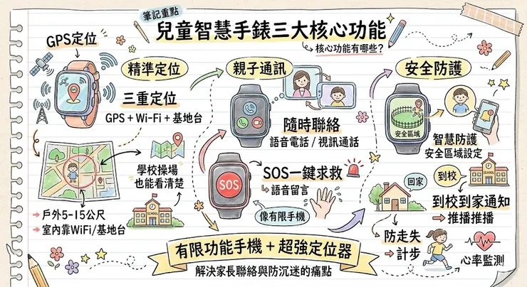兒童智慧手錶三大核心功能