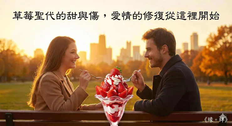 草莓聖代象徵愛情修復與關係重建，適合情侶共享