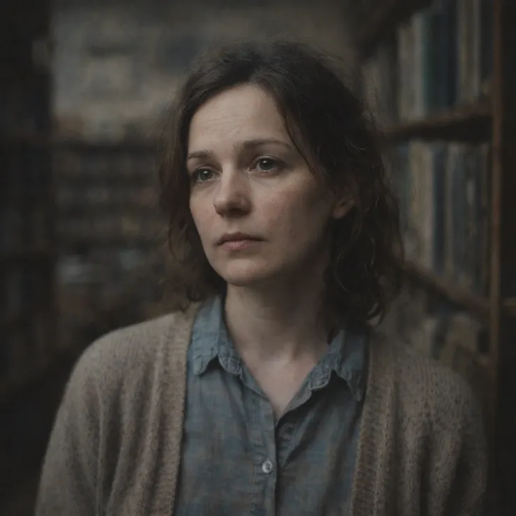 She listens carefully to the residue of past presences, sensing how traces of earlier moments still lean gently against the present.