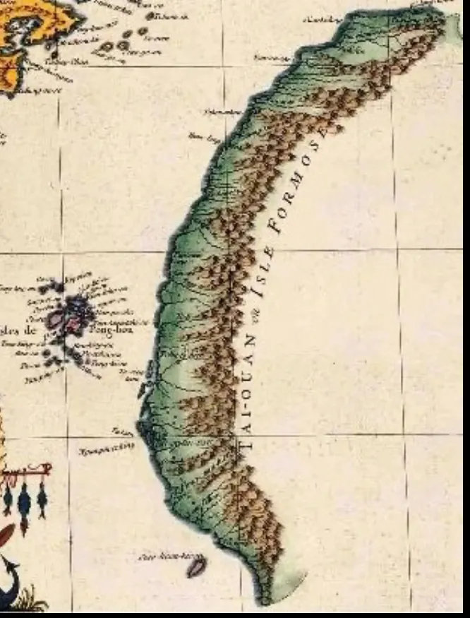 1735年法國人繪清廷實際控制臺灣區域