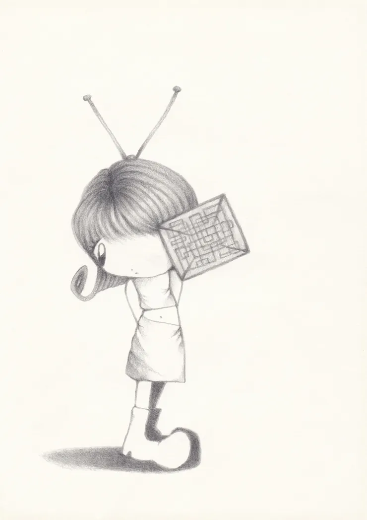 Pencil IV,2023. 天線少女也有令人聯想到螞蟻。