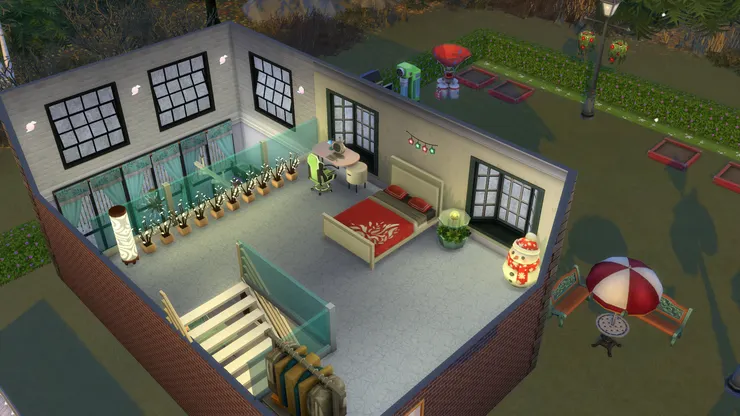 閣樓的格局便是這樣。玻璃圍欄外是空的，直通客廳，跟原來房子一樣，所以客廳底很高。