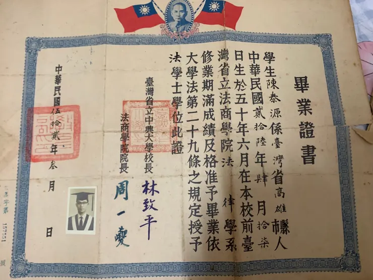 1961年,法律系畢業。