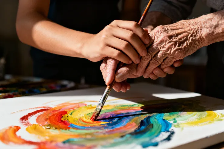 親子關係 成年子女 一起畫畫