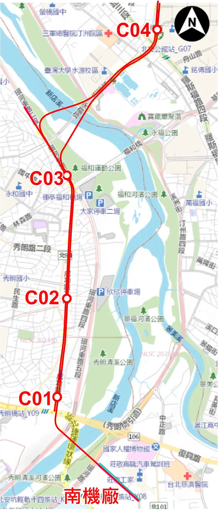 中和光復線新北市段(中和公館線)規劃路線圖