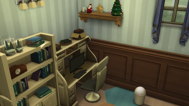 在典雅的書桌上放先進的電腦。