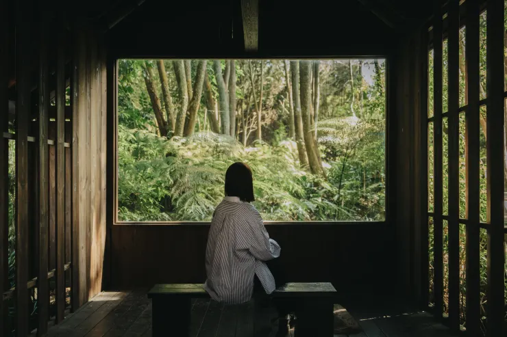 以「無牆美術館」為構想，讓窗框成為凝視自然的畫框，邀旅人靜心停留。