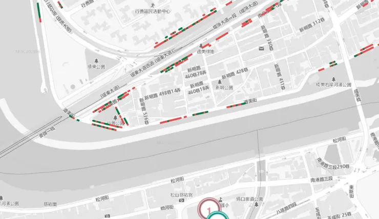 北市好停車網站(綠格為空位)