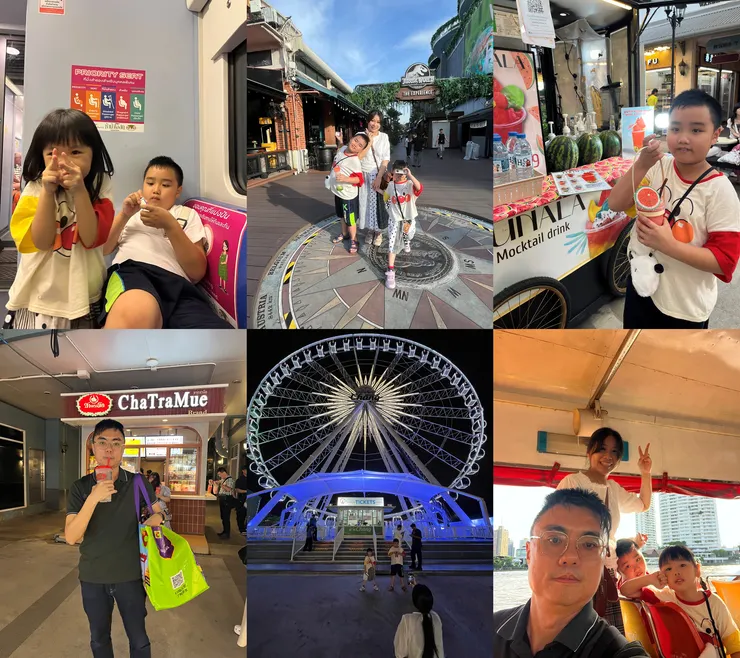 曼谷自由行 Day1，河濱夜市逛街、西瓜汁、手標奶茶、摩天輪、侏儸紀公園