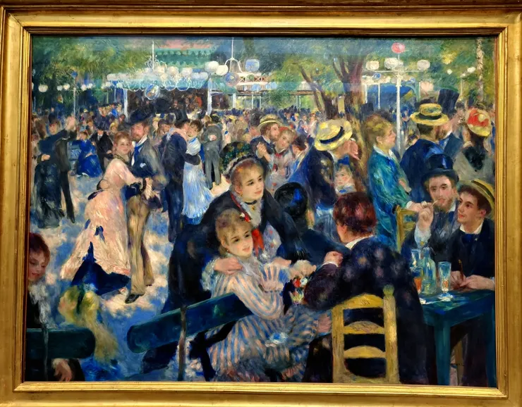 【雷諾瓦在蒙馬特畫的《煎餅磨坊的舞會》，兩天後我去奧賽美術館拍的。】