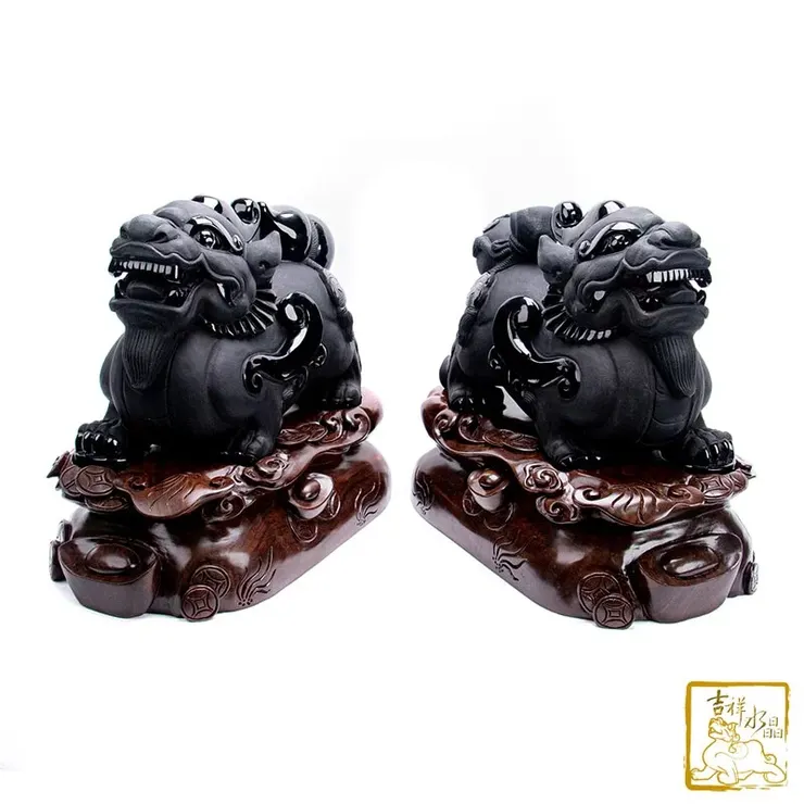 黑曜石貔貅一對 20.5kg 招財辟邪