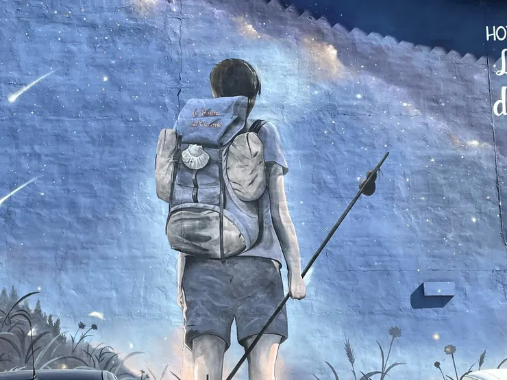 朝聖路上常會見到許多很美的壁畫。 <在路上的朝聖者>