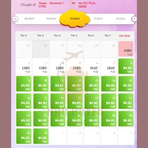 越捷代理翰萱旅遊 VJ台灣飛胡志明市2023/10月份未稅票價