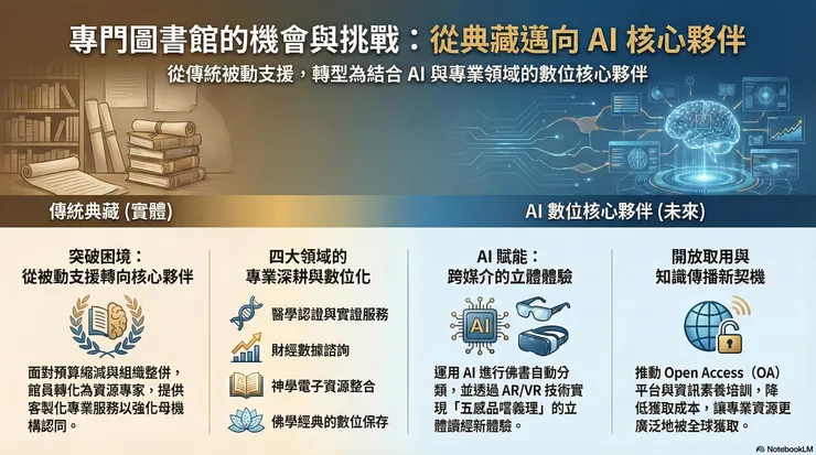 專門圖書館的機會與挑戰(NotebookLM生圖)