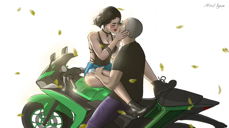 沒有背景，只有主角們和飛舞的樹葉