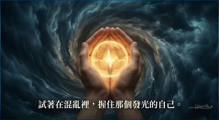 透過 90 秒自我穩固練習（Grounding），在焦慮的風暴中找回內在平靜與自我價值。試著在混亂裡，握住那個發光的自己。