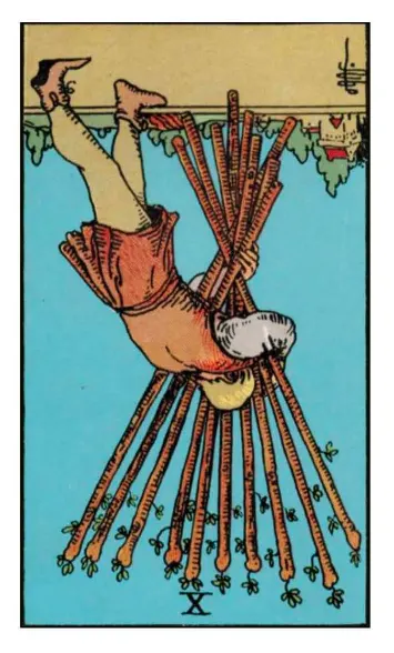 權杖十逆位：喘息、短暫休息