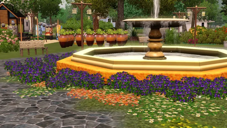 水泉在群花簇擁下，顯得更高貴。