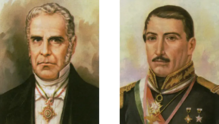 帕翁上校（左）與卡納利索上校（右），這幾回登場的墨西哥將軍（有圖的）後來幾乎都登上總統寶座。