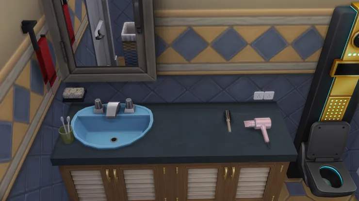 這個洗理台很像我們家裏的裝潢吧,洗完澡和頭便刷牙洗臉,然後吹頭髮,大概是很多人的生活寫照。