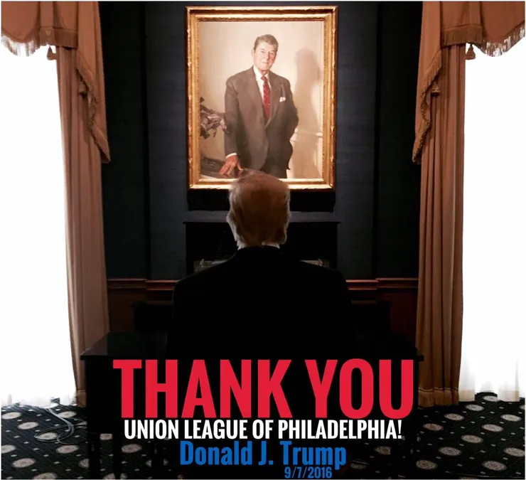 川普同樣視雷根為偶像。圖片來源：Donald J. Trump/Facebook