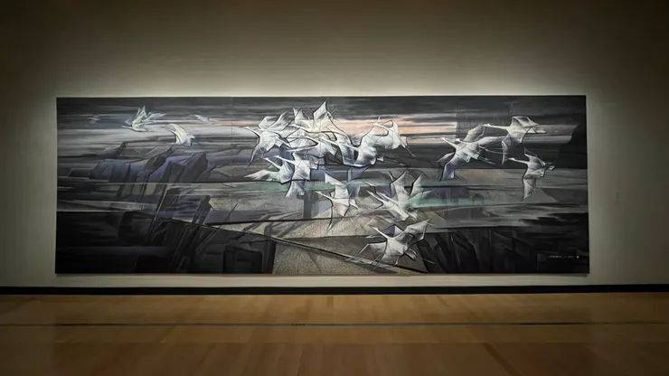 劉耕谷《千里夜引》(1989)是十分巨大的壁畫