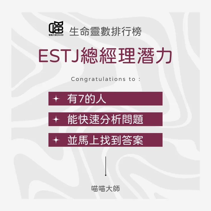 生命靈數×ESTJ特質 Top 2：有數7