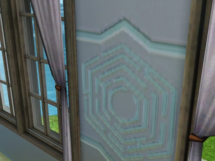 牆紙的花紋很特別吧。我特意選花紋集中在中間的樣式，抓住人們的焦點，也不會太花巧。