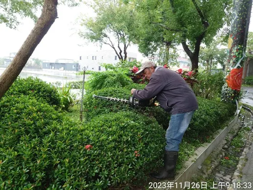 志工到宜蘭教養院修剪樹木，維護景觀。圖片提供/宜蘭教養院