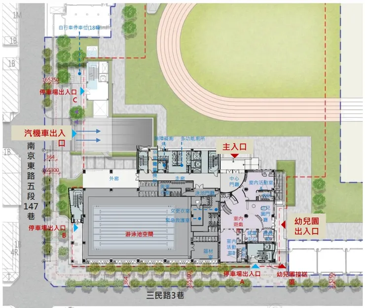 1層平面圖(圖自台北市政府工務局新建工程處)
