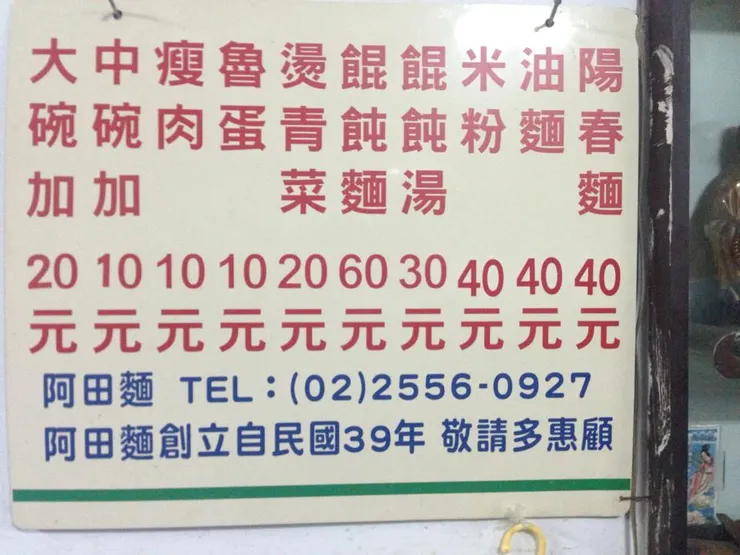▲ 價目表是多年前拍攝的，現在麵條與米粉調整多5元