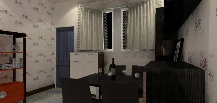 坐在餐桌旁的，有兩個看不到電視...我要坐看到電視的！