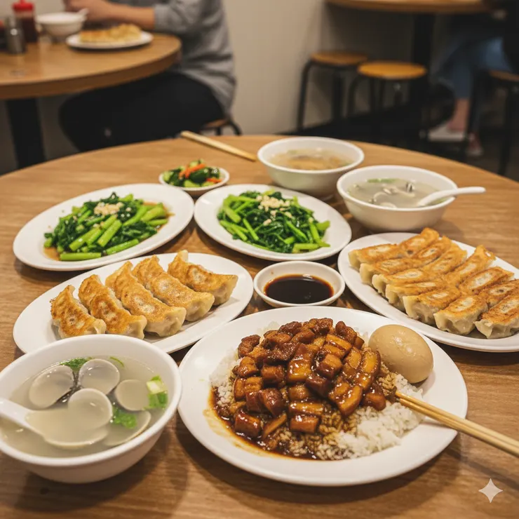 台式家常料理，溫暖燈光，日常感餐桌，真實食物攝影風格，適合小吃店菜單