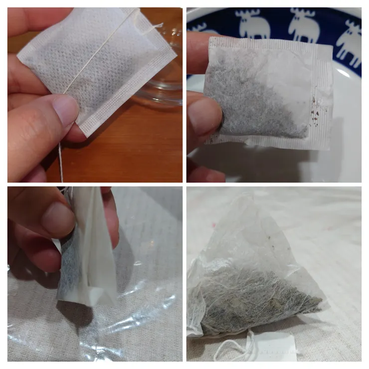 上為平面茶包，下為立體茶包