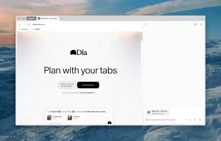 Dia 內建 GPT 4.0 模型