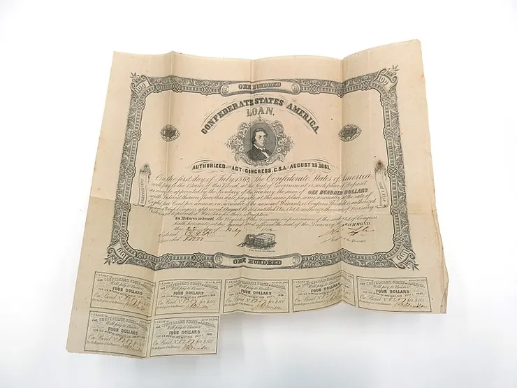 1867 Confederate States of America Bond certificate From Wikimedia Commons