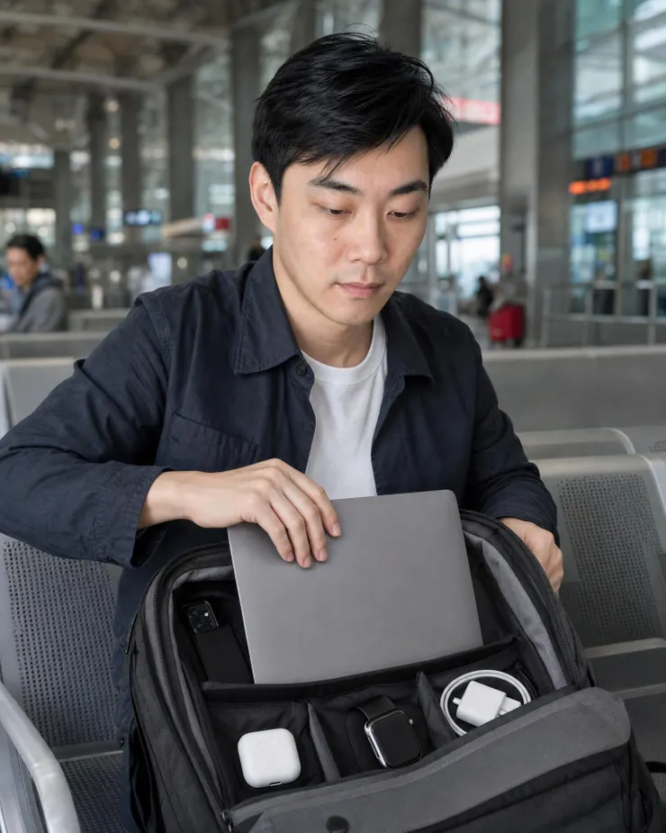 梁练伟展示 AI PC 与手机手表耳机的移动办公组合