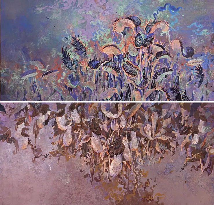 圖上:《食蟲植物(一)》、圖下:《食蟲植物(二)》