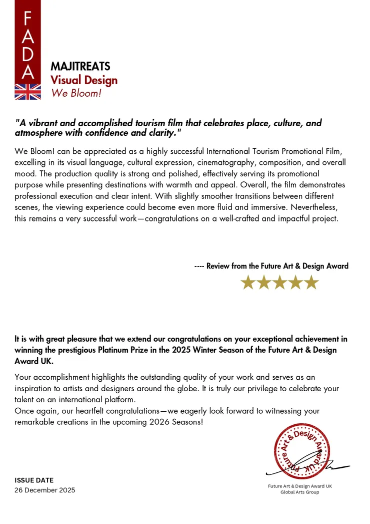 花蓮國際觀光形象影片榮獲 2025 英國 FADA 白金獎-評審評語