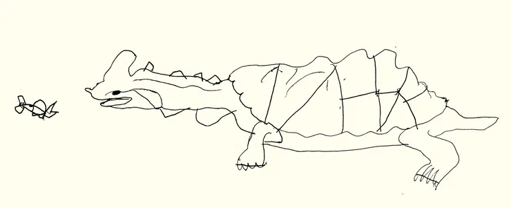 孩子仿畫自漢聲兒童圖書《龜甲》內的楓葉龜插圖