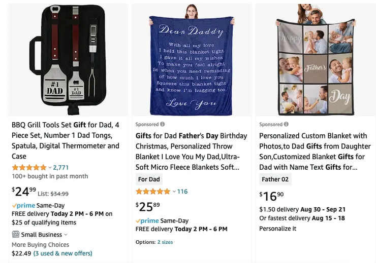 各種父親節禮品（圖片來源：Amazon.com)