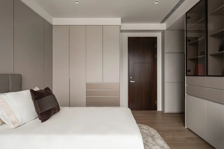 作品呈現：柔光之境，點我觀看完整作品｜安靜、無味的睡眠空間，來自我們嚴選的 F1 系統板材