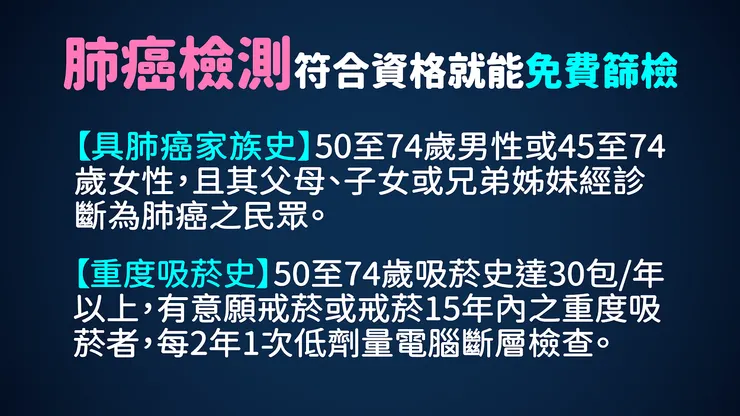 肺癌檢測免費篩檢對象