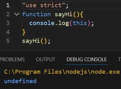 node.js 在嚴格模式下，直接呼叫函式的 this 會是 undefined